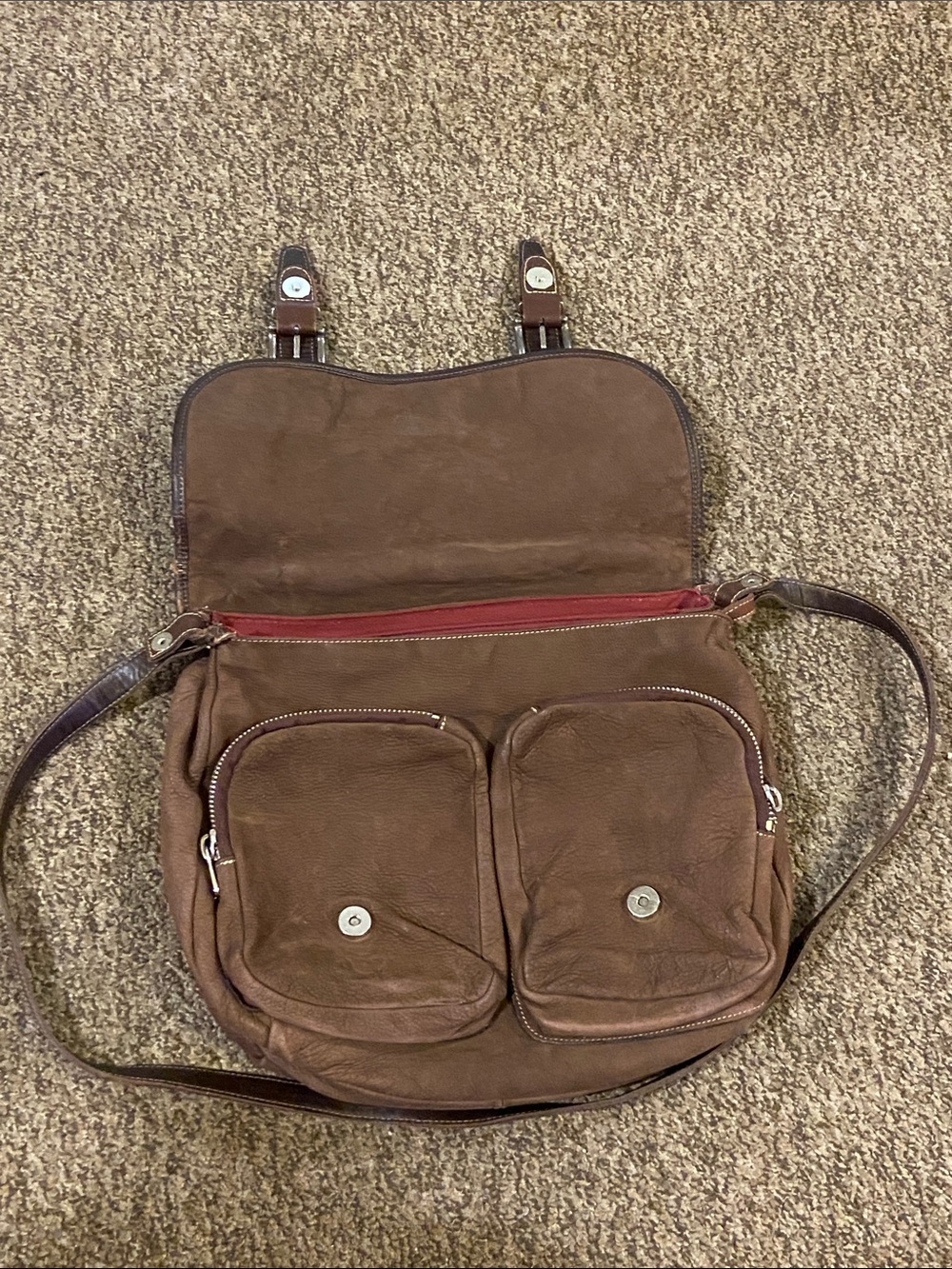 VTG,Georgetown Leather Design Men's Brown Messenger Bag with Dual Front Pockets